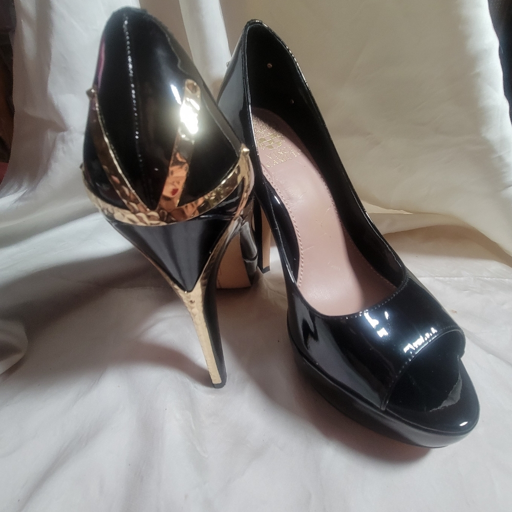 Vince Cumato Gold Bling Heeled Platform Shoes